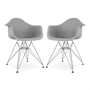 Aron Living Tower 18&quot Plastic and Chrome Steel Armchairs in Gray (Set of 2)