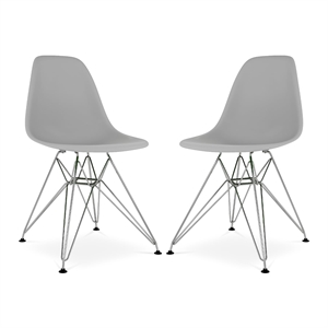Aron Living Tower 17&quot Plastic and Chrome Steel Dining Chairs in Gray (Set of 2)
