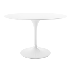 Aron Living Rose 48&quot Round Fiberglass and Metal Dining Table in White