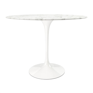 Aron Living Rose 40&quot Round Artifical Marble and Metal Dining Table in White