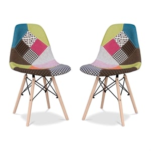 Aron Living Pyramid 17.5&quot Cotton and Wood Dining Chair in Multi-Color (Set of 2)