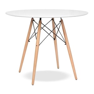 Aron Living Pyramid 36&quot Round Mid-Century Wood Dining Table in White