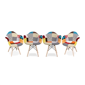 Aron Living Pyramid 17.5&quot Cotton and Wood Armchairs in Multi-Color (Set of 4)