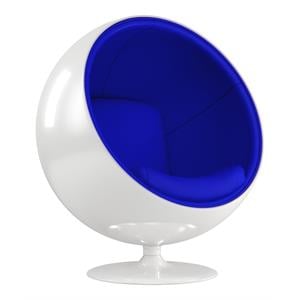 Aron Living Pod Chairs 52&quot Fiberglass and Cotton Ball Chair in Blue