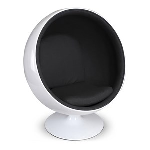 Aron Living Pod Chairs 40.2&quot Fiberglass and Cotton Kids Ball Chair in Black