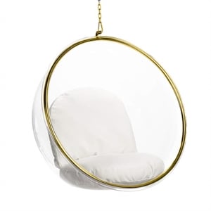 Aron Living Rolina 31&quot Real Leather and Stainless Steel Armchair in White