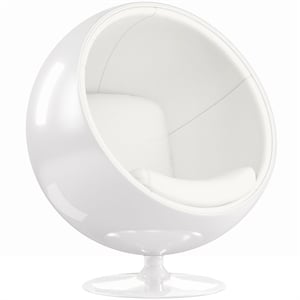 Aron Living Pod Chairs 52&quot Fiberglass and Cotton Ball Chair in White