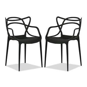 Aron Living Monte 18&quot Mid-Century Plastic Dining Chairs in Black (Set of 2)