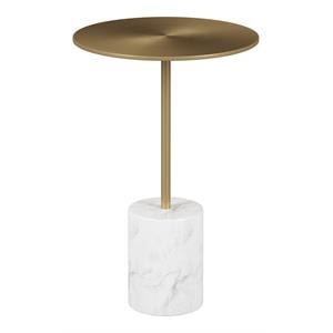 Aron Living Poke 12.6&quot Mid-Century Marble and Metal Side Table in Gold