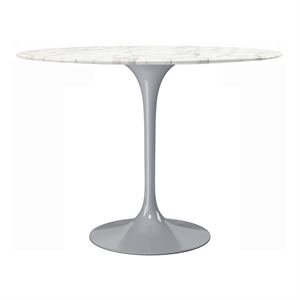 Aron Living Rose 40&quot Round Artifical Marble and Metal Dining Table in Gray