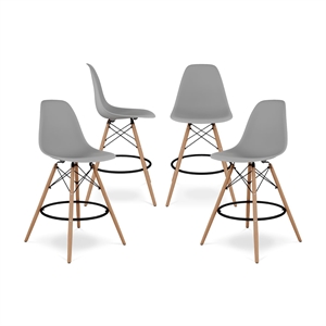 Aron Living Pyramid 28&quot Plastic and Wood Counter Stools in Gray (Set of 4)