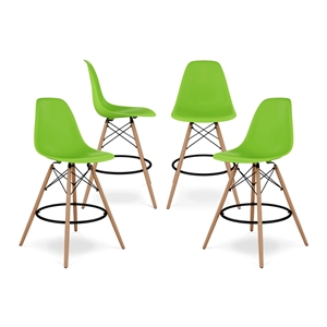 Aron Living Pyramid 28&quot Plastic and Wood Counter Stools in Green (Set of 4)