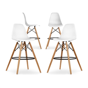 Aron Living Pyramid 28&quot Plastic and Wood Counter Stools in White (Set of 4)