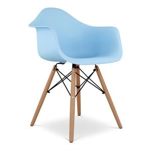 Aron Living Pyramid 17.5&quot Plastic and Beech Wood Armchair in Blue