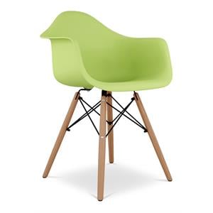 Aron Living Pyramid 17.5&quot Plastic and Beech Wood Armchair in Green