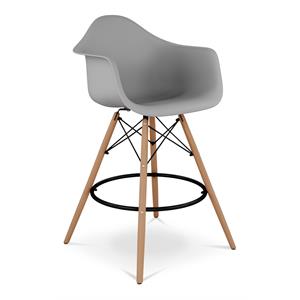 Aron Living Pyramid 28&quot Plastic Counter Stool with Arms in Gray