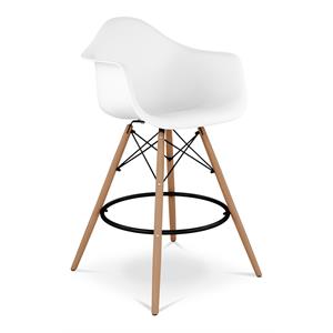 Aron Living Pyramid 28&quot Plastic Counter Stool with Arms in White