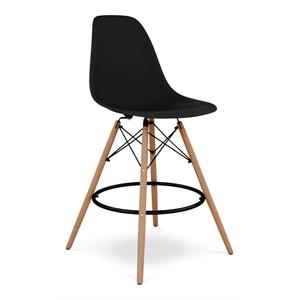 Aron Living Pyramid 28&quot Plastic and Wood Counter Stool in Black