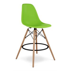 Aron Living Pyramid 28&quot Plastic and Wood Counter Stool in Green
