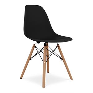 Aron Living Pyramid 17.5&quot Plastic and Beech Wood Dining Chair in Black