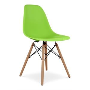 Aron Living Pyramid 17.5&quot Plastic and Beech Wood Dining Chair in Green