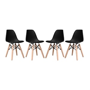 Aron Living 21.75&quot Plastic and Wood Kids Playroom Chairs in Black (Set of 4)