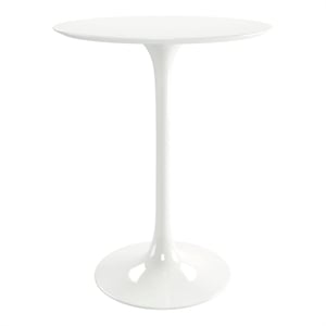 Aron Living Rose 32&quot Round Mid-Century Fiberglass and Metal Bar Table in White