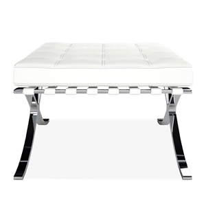Aron Living Pavilion 32&quot Real Leather and Stainless Steel Stool in White