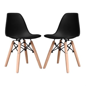 Aron Living 21.75&quot Plastic and Wood Kids Playroom Chairs in Black (Set of 2)