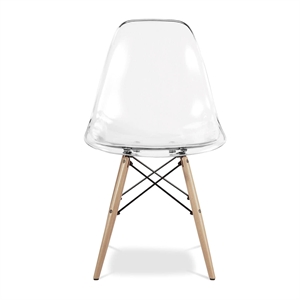 Aron Living Pyramid 17.5&quot Plastic and Beech Wood Dining Chair in Clear