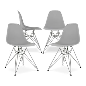 Aron Living Tower 17&quot Plastic and Chrome Steel Dining Chairs in Gray (Set of 4)