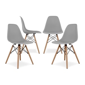 Aron Living Pyramid 17.5&quot Plastic and Wood Dining Chairs in Green (Set of 4)