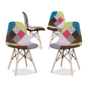 Aron Living Pyramid 17.5&quot Cotton and Wood Dining Chair in Multi-Color (Set of 4)