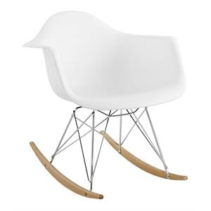 Aron Living Atoll 26&quot Mid-Century Plastic Rocker Arm Chair in White