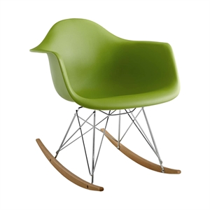 Aron Living Atoll 26&quot Mid-Century Plastic Rocker Arm Chair in Green