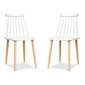 Aron Living Spindle 18&quot Mid-Century Plastic Dining Chairs in White (Set of 2)