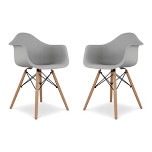 Aron Living Pyramid 17.5&quot Plastic and Beech Wood Armchairs in Gray (Set of 2)