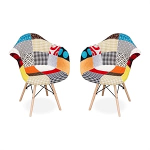 Aron Living Pyramid 17.5&quot Cotton and Wood Armchairs in Multi-Color (Set of 2)