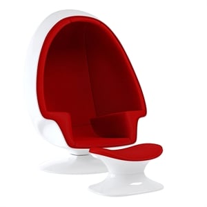 Aron Living Pod Chairs 52&quot Cotton Alpha Egg Chair and Ottoman in Red