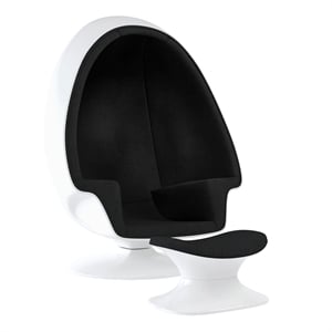 Aron Living Pod Chairs 52&quot Cotton Alpha Egg Chair and Ottoman in Black