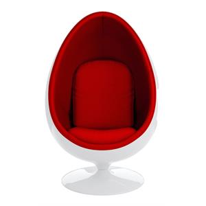 Aron Living Pod Chairs 53&quot Fiberglass and Wool Easter Egg Chair in Red/White
