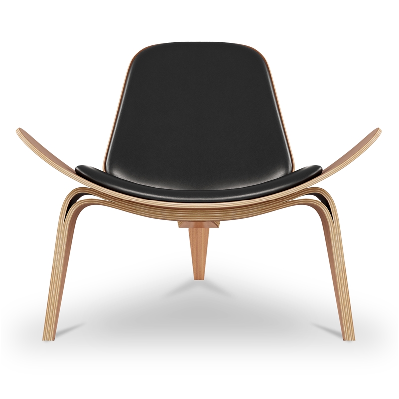 Aron Living Arch Shell Chair in Black Faux Leather