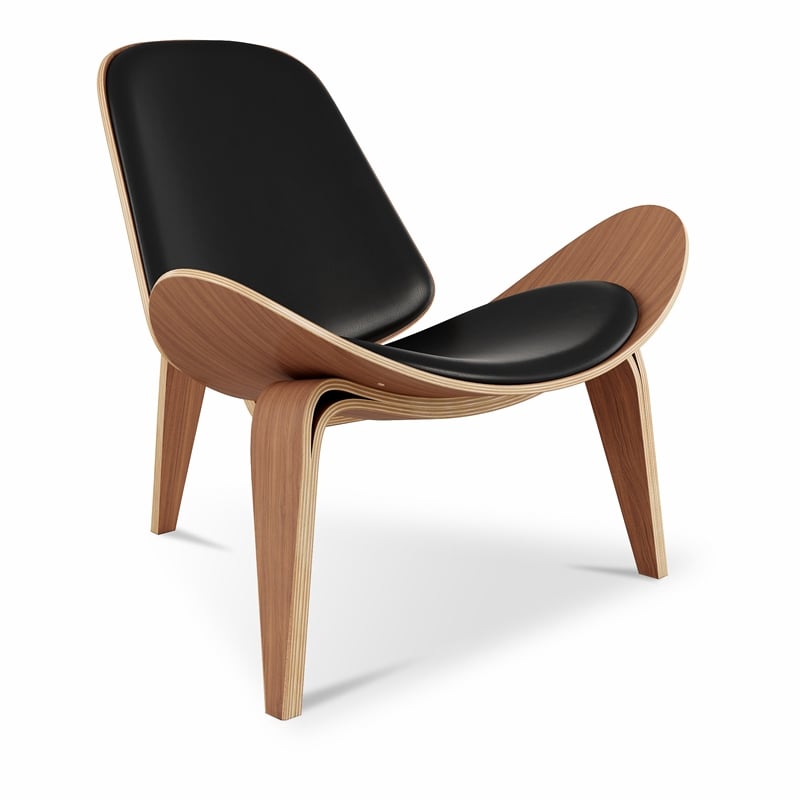 Aron Living Arch Shell Chair in Black Faux Leather