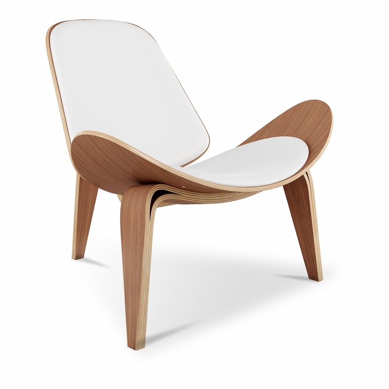 Aron Living Arch Shell Chair in White Faux Leather