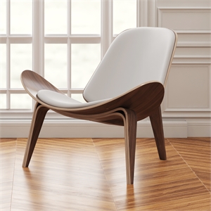 Aron Living Arch Shell Chair in White Faux Leather
