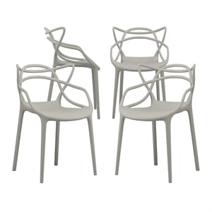 Aron Living Monte 18&quot Mid-Century Plastic Dining Chair in Gray (Set of 4)