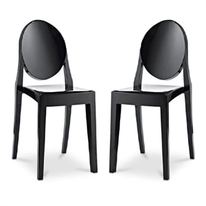 Aron Living 18.5&quot Mid-Century Plastic Dining Chair in Black (Set of 2)