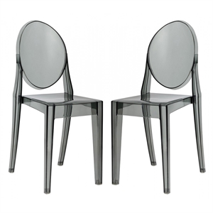 Aron Living 18.5&quot Mid-Century Plastic Dining Chair in Smoke Gray (Set of 2)
