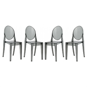 Aron Living 18.5&quot Mid-Century Plastic Dining Chair in Smoke Gray (Set of 4)