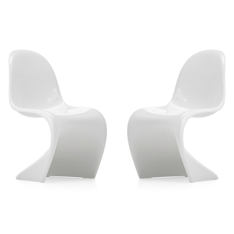 Aron Living Wave Chair in White (Set of 2)